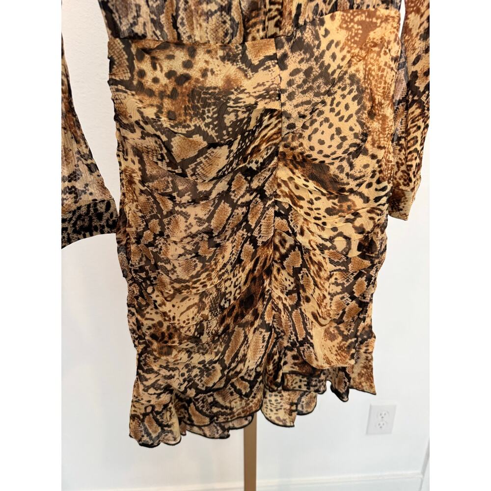 ba&sh | Rackel Ruched Snake-Print Georgette Mini Dress - Picture 9 of 12